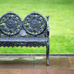 Decorative wrought iron bench